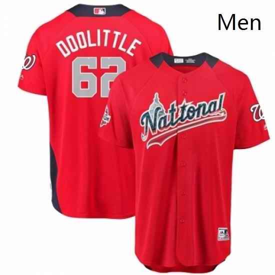 Mens Majestic Washington Nationals 62 Sean Doolittle Game Red National League 2018 MLB All Star MLB Jersey